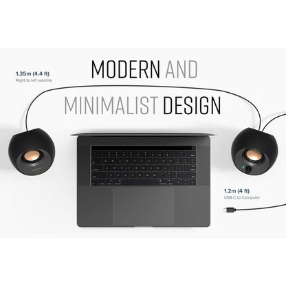 CREATIVE Pebble V3 Minimalistischer 2.0-USB-C-Desktop-Lautsprecher mit USB-Audio, Bluetooth 5.0