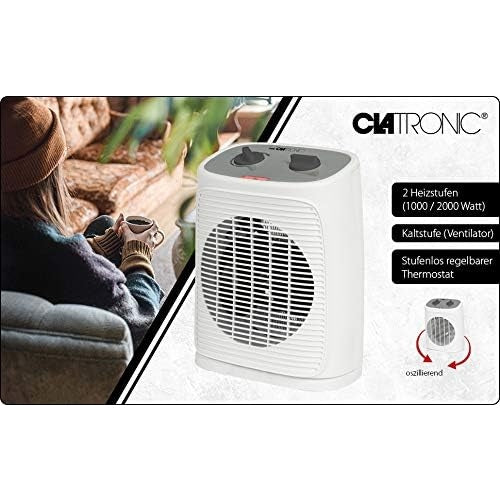 Clatronic Heizlüfter mit Ventilator Funktion mobile Heizung Mini Heizlüfter 2000W