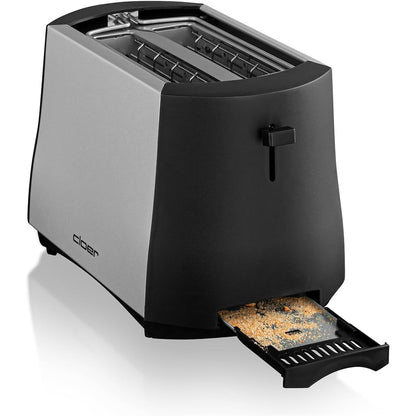 Cloer 3410 Toaster 825 W für 2 Toastscheiben integrierter Brötchenaufsatz Nachhebevorrichtung Krümelschublade Metallgehäuse