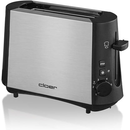 Cloer 3890 Single-Toaster, Minitoaster für 1 Toastscheibe, 600 W, "Auftau-Funktion", Krümelschublade