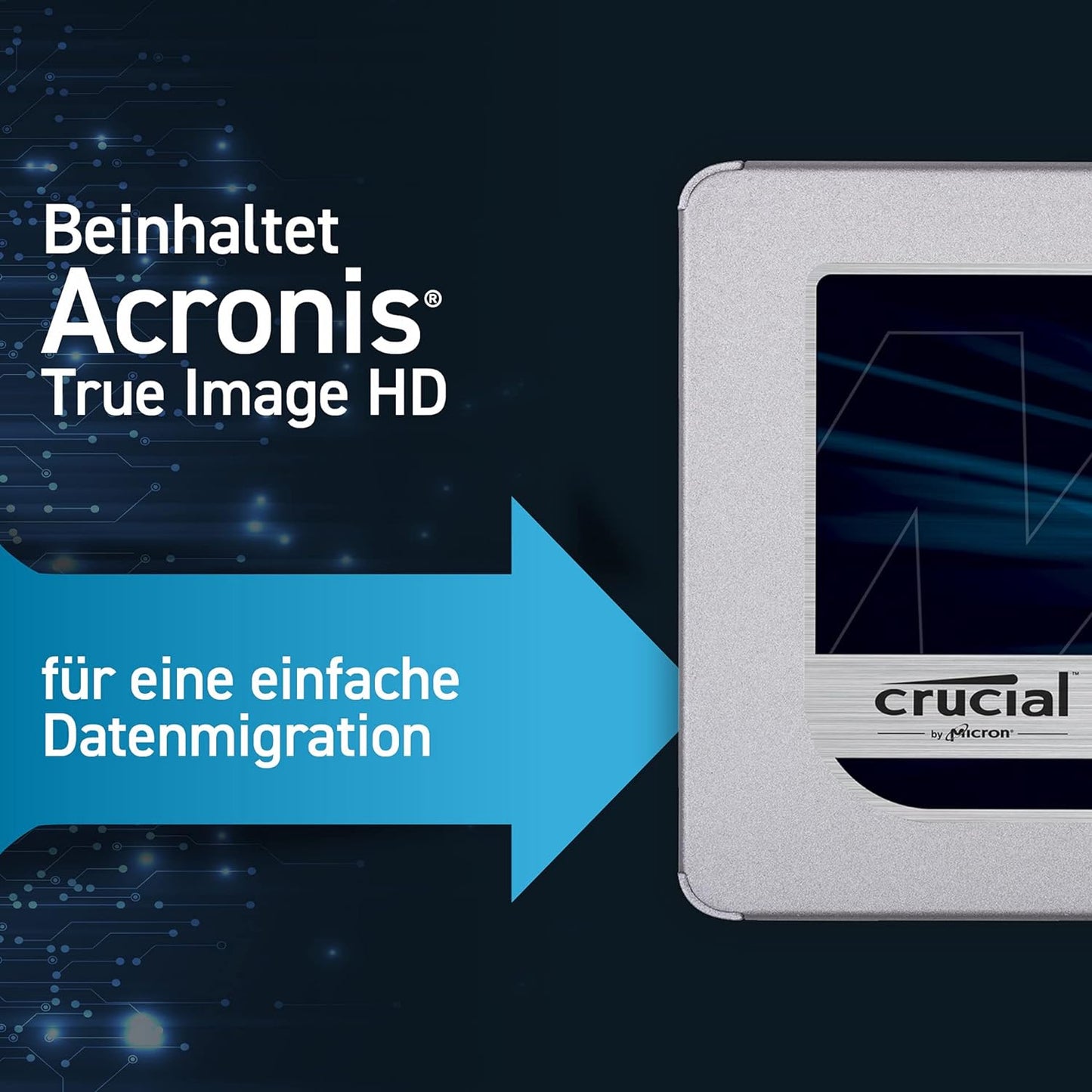 Crucial MX500 500GB CT500MX500SSD1-bis zu 560 MB/s (3D NAND, SATA, 2,5 Zoll, Internes SSD)