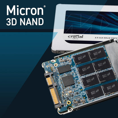 Crucial MX500 500GB CT500MX500SSD1-bis zu 560 MB/s (3D NAND, SATA, 2,5 Zoll, Internes SSD)