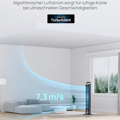 Dreo 28dB Leiser Turmventilator Kühlung Fernbedienung 5-Geschwindigkeit 4 Modi 12 Std Timer