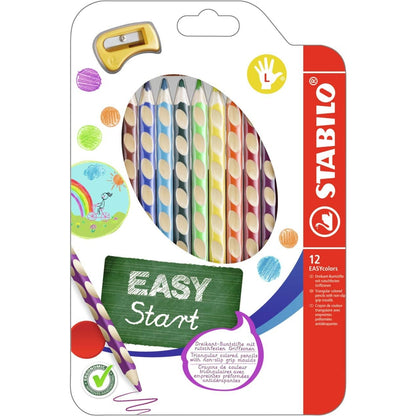 Ergonomischer Buntstift für Linkshänder STABILO EASYcolors 12er Pack mit Spitzer