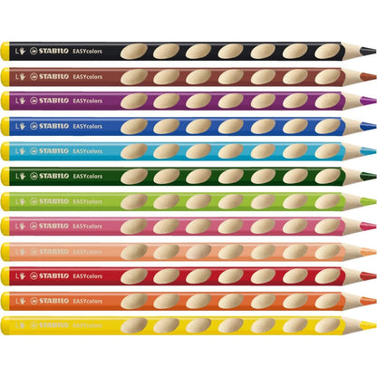 Ergonomischer Buntstift für Linkshänder STABILO EASYcolors 12er Pack mit Spitzer