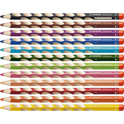 Ergonomischer Buntstift für Rechtshänder - STABILO EASYcolors - 12er Pack mit Spitzer