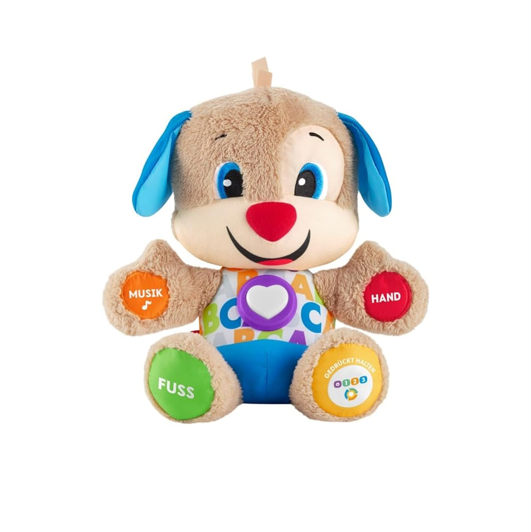 Fisher-Price Lernspaß-Hündchen mit drei Stufen sprechendes Kuscheltier mit Musik Kinder und Baby