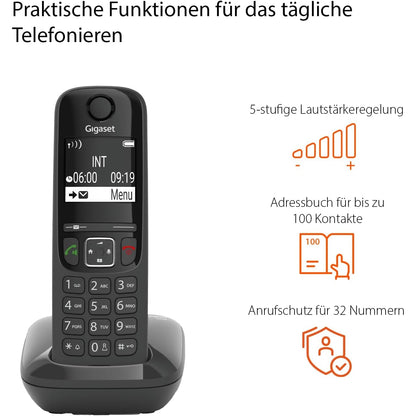 Gigaset AS690, Schnurloses Telefon, großes kontrastreiches Display, brillante Audioqualität, einstellbare Klangprofile, Freisprechfunktion