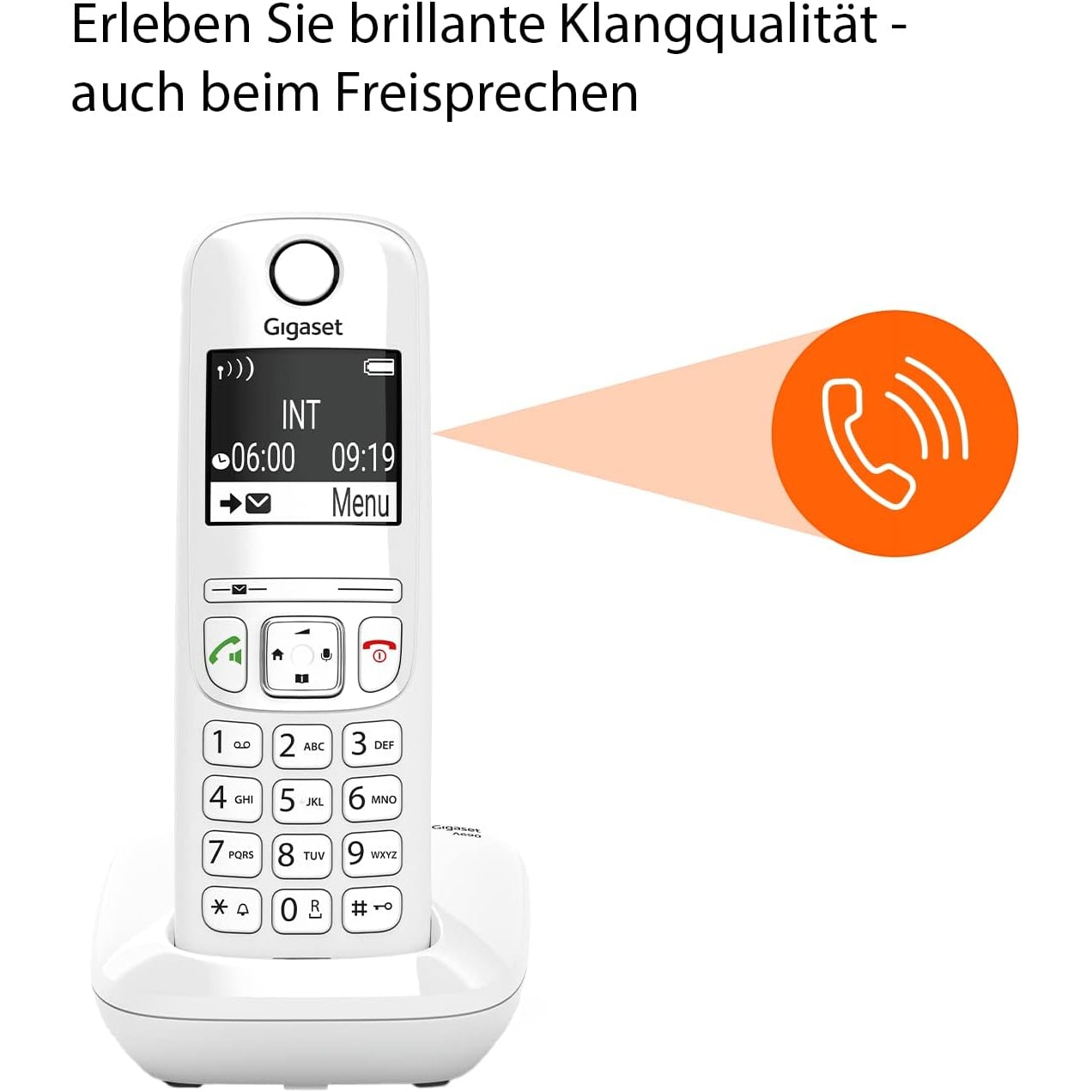 Gigaset AS690 Schnurloses Telefon großes kontrastreiches Display brillante Audioqualität einstellbare Klangprofile Freisprechfunktion