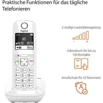 Gigaset AS690 Schnurloses Telefon großes kontrastreiches Display brillante Audioqualität einstellbare Klangprofile Freisprechfunktion