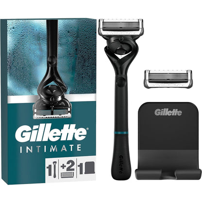 Gillette Intimate Nassrasierer Herren Rasierer + 2 Rasierklingen mit Duschaufhänger