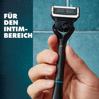 Gillette Intimate Nassrasierer Herren Rasierer + 2 Rasierklingen mit Duschaufhänger