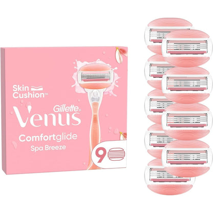 Gillette Venus Comfortglide Spa Breeze Rasierklingen Damen 9 Ersatzklingen für Damenrasierer mit 3-fach Klinge