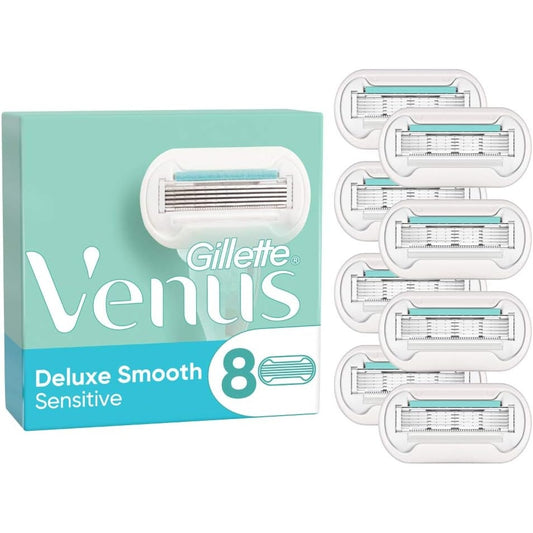 Gillette Venus Deluxe Smooth Sensitive Rasierklingen Damen 8 Ersatzklingen für Damenrasierer mit 5-fach Klinge