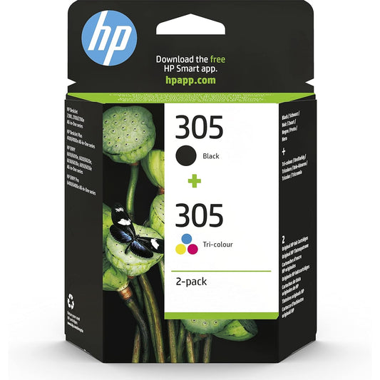 HP 305 6ZD17AE Multipack Original Druckerpatrone, Schwarz und dreifarbig, 1xSchwarz, 1xFarbe