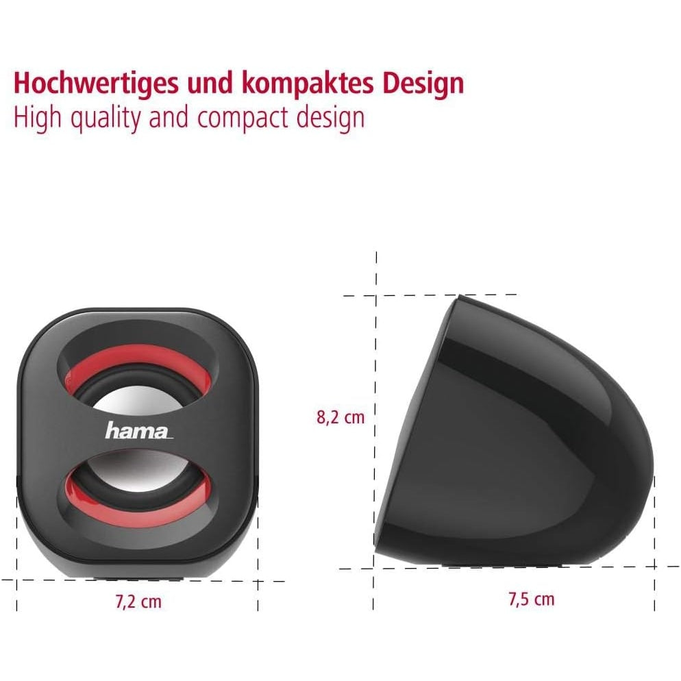 Hama PC Lautsprecher Sonic Mobil 183 USB 3.0, 3,5 mm Klinke, 3 W, aktive Boxen für Computer