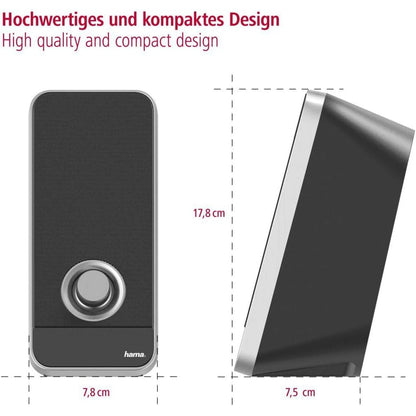 Hama PC Lautsprecher Sonic USB 3.0, 3,5 mm Klinke, 3 W, Lautstärkeregler, aktive Boxen