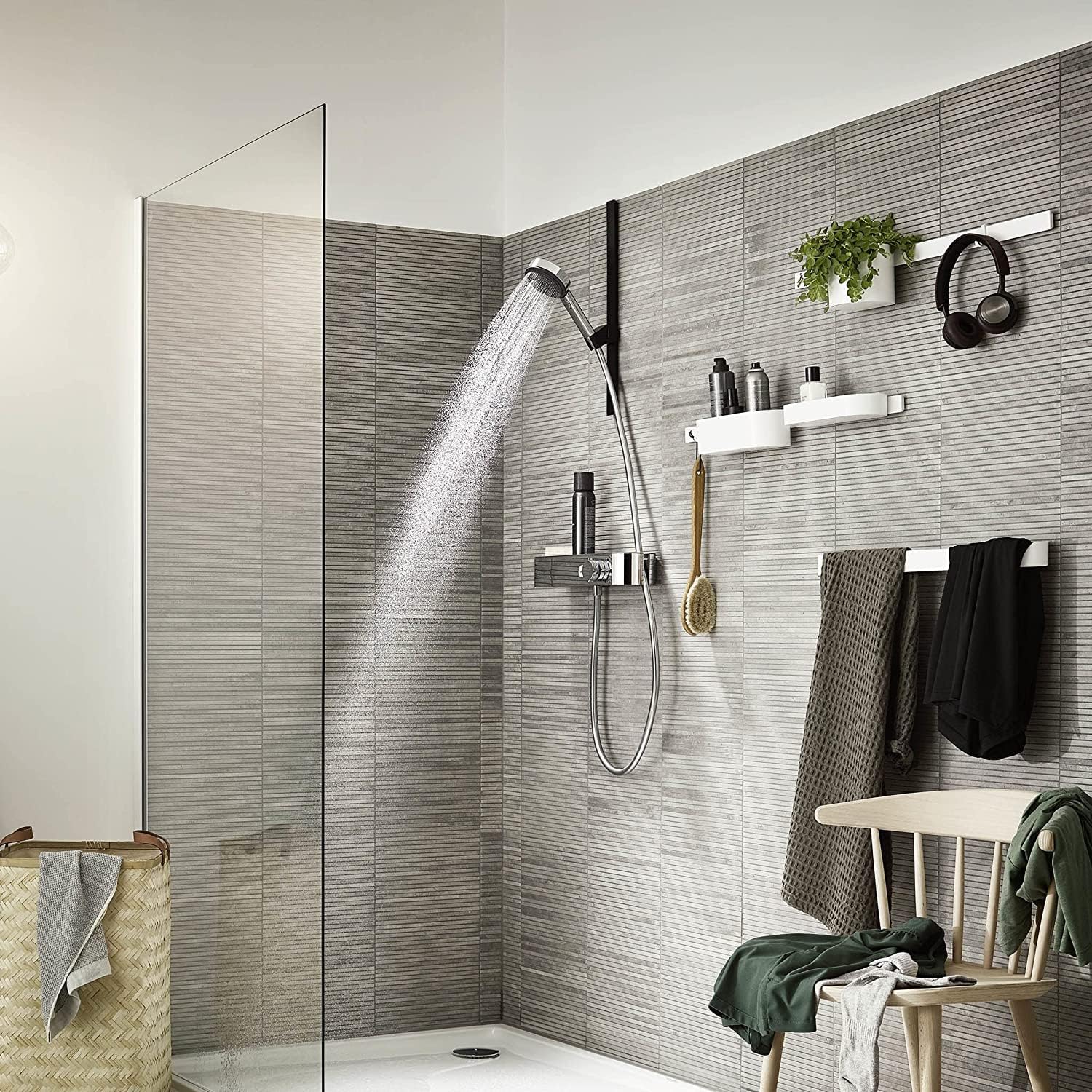 Hansgrohe Duschkopf Pulsify S, Duschbrause 1 Strahlart, Antikalk-Funktion, Chrom, Kunststoff