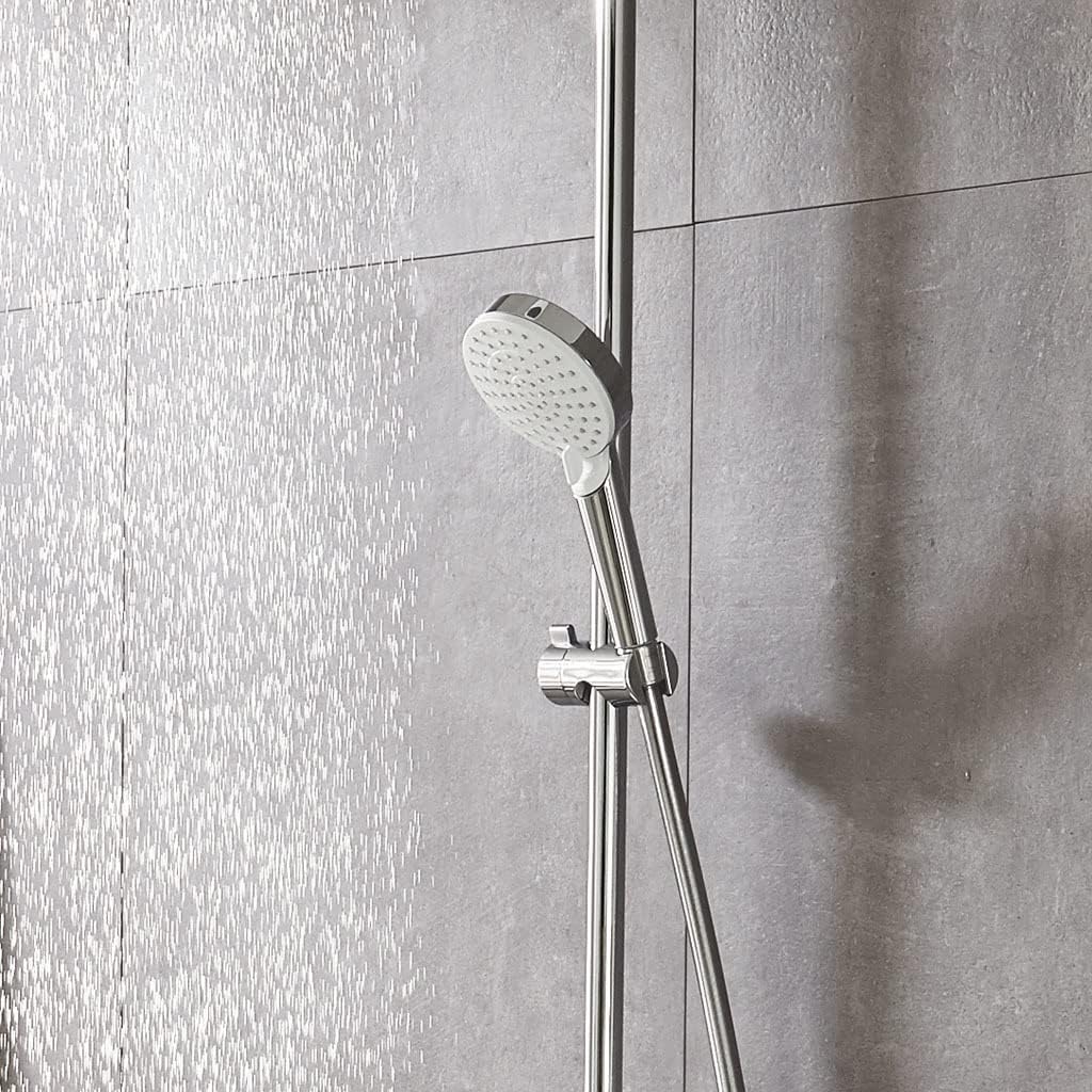 Hansgrohe wassersparender Duschkopf Crometta, Sparduschkopf 6l/min, Duschbrause, 2 Strahlarten, Weiß/Chrom