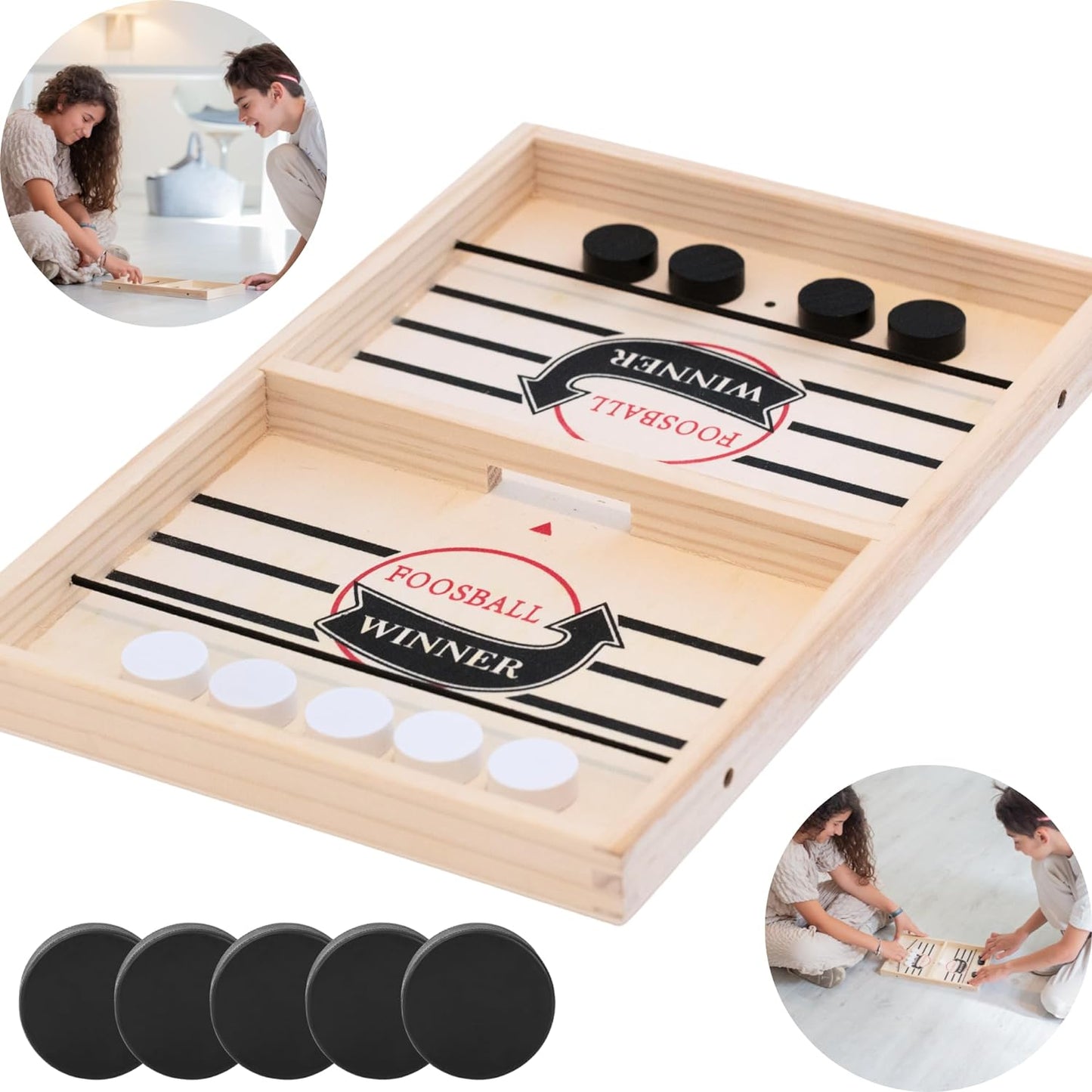 Hochwertiges Sling Puck Air Hockey Tischhockey Brettspiel aus Holz Spiel Familie