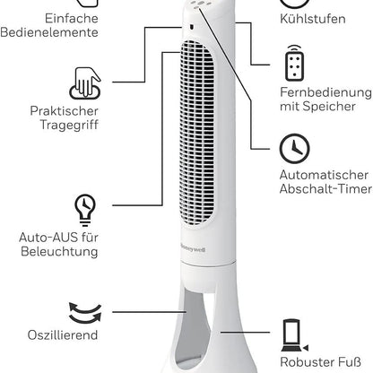 Honeywell QuietSet Oszillierender Turmventilator 5 Geschwindigkeitseinstellungen Oszillation