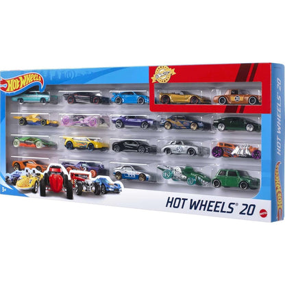 Hot Wheels Mattel H7045, 20-er Pack, Geschenkset mit 20 Die-Cast-Fahrzeugen im Maßstab 1:64