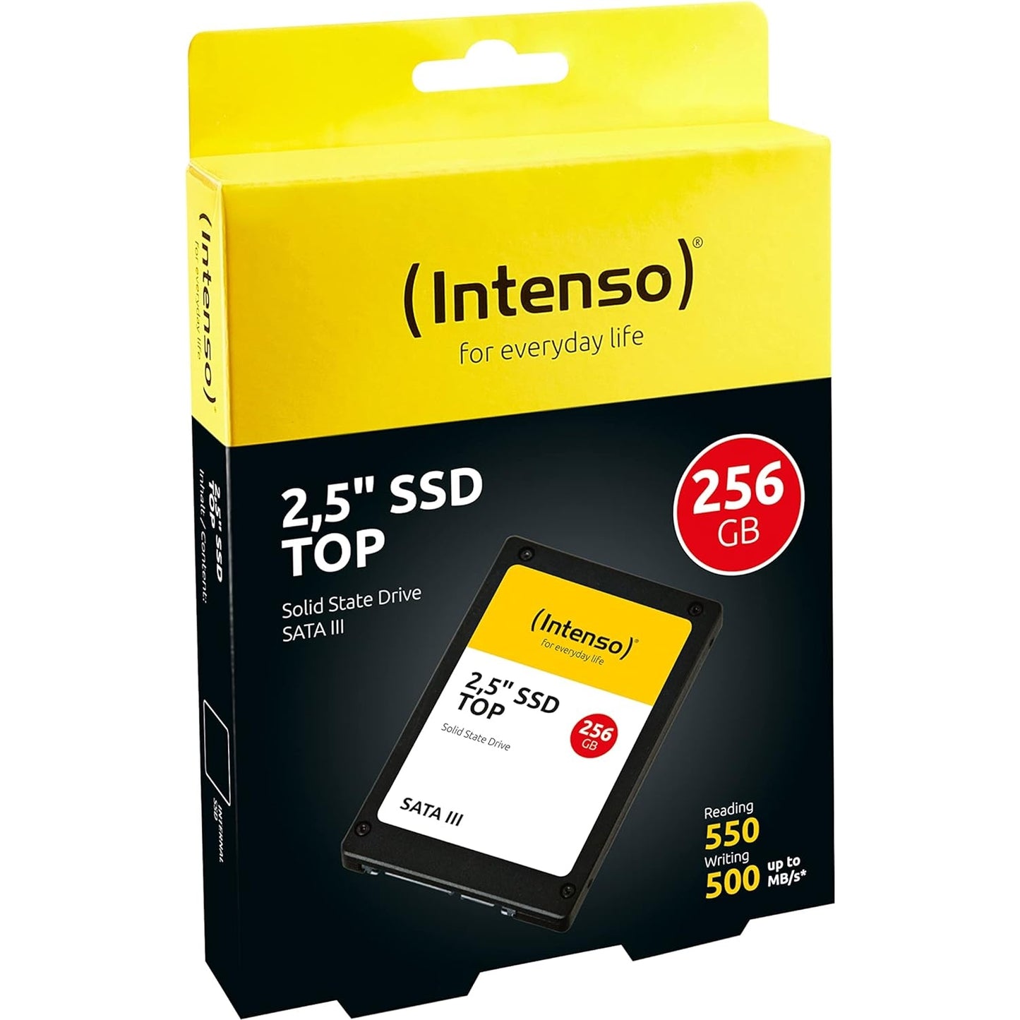 Intenso Interne 2,5" SSD SATA III Top, 256 GB, 550 MB/Sekunden, Schwarz