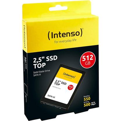 Intenso Interne 2,5" SSD SATA III Top, 512 GB, 550 MB/Sekunden, Schwarz