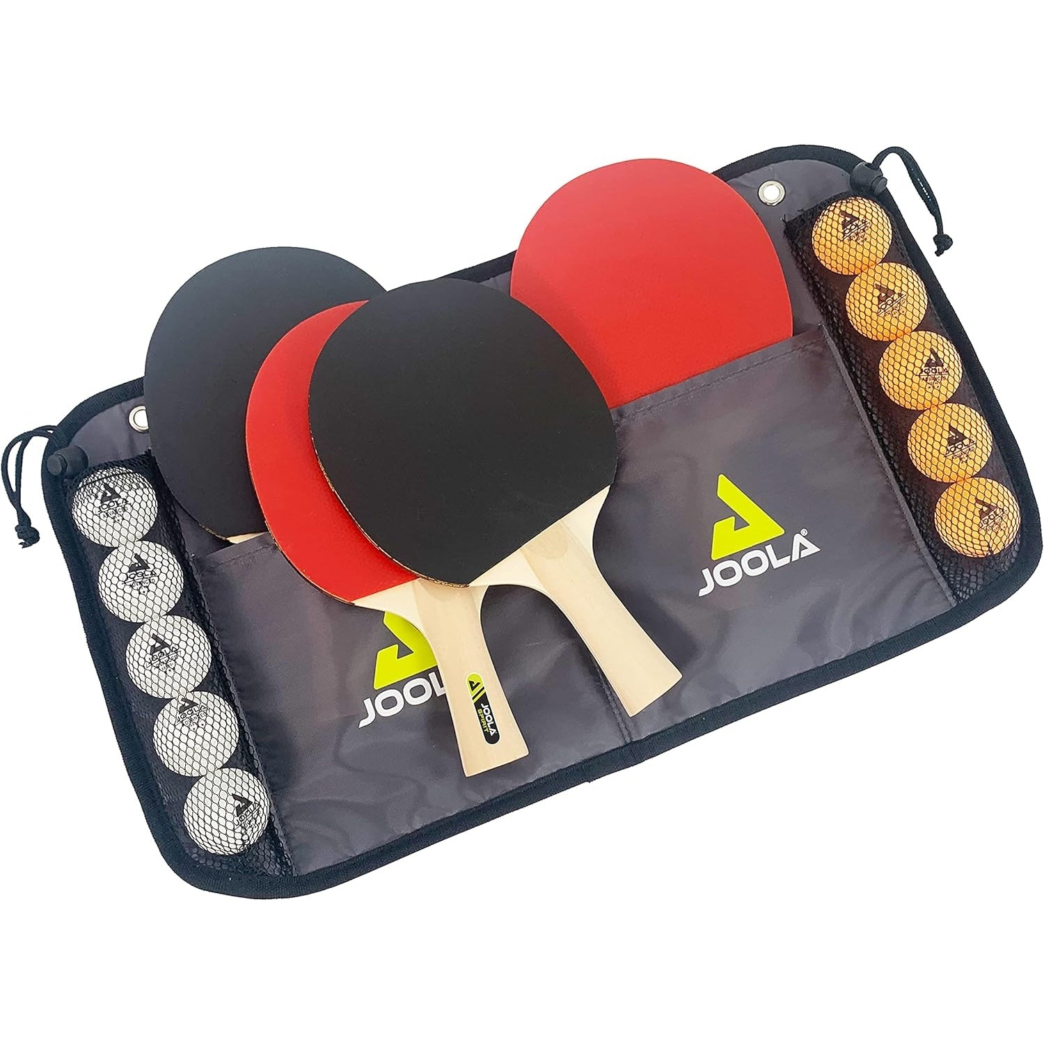 JOOLA Tischtennis-Set Family Tischtennis-Set mit 4 Tischtennisschlägern Tischtennisbällen und Tragetasche