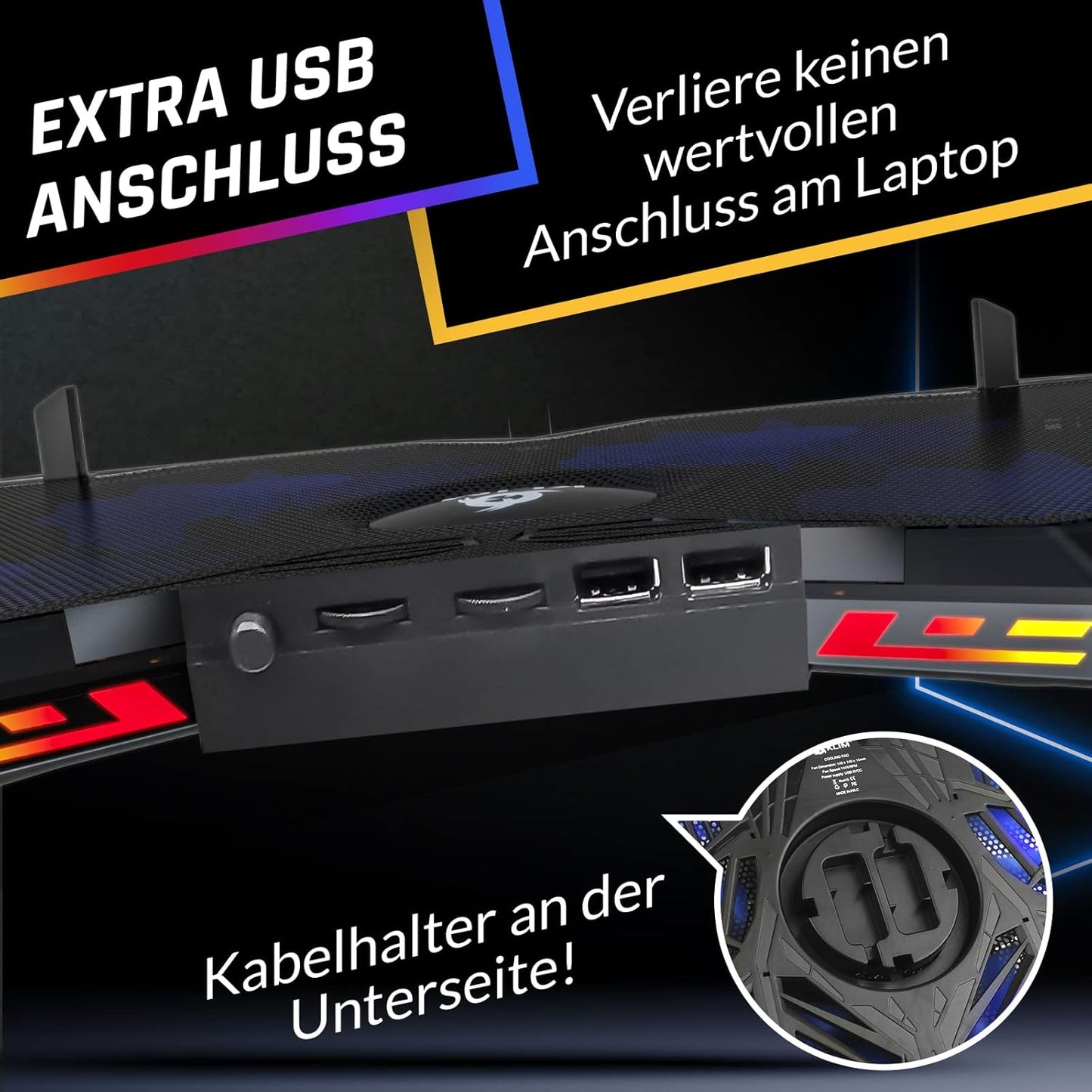 KLIM Wind Laptop Kühler Leistungsstark Schneller Kühlvorgang 4 Lüfter PC Notebook PS4 Belüfteter Ständer