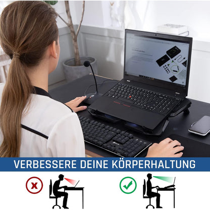 KLIM Wind Laptop Kühler Leistungsstark Schneller Kühlvorgang 4 Lüfter PC Notebook PS4 Belüfteter Ständer