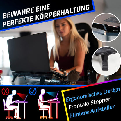 KLIM Wind Laptop Kühler Leistungsstark Schneller Kühlvorgang 4 Lüfter PC Notebook PS4 Belüfteter Ständer