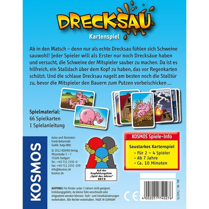 KOSMOS 740276 Drecksau Ab in den Matsch! lustiges Kartenspiel, Partyspiel für 2-4 Spieler ab 7 Jahre