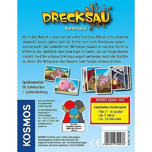 KOSMOS 740276 Drecksau Ab in den Matsch! lustiges Kartenspiel, Partyspiel für 2-4 Spieler ab 7 Jahre