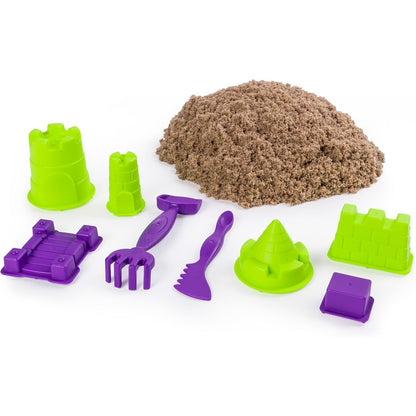 Kinetic Sandburgen Set mit 1,4 kg original magischem kinetischen Sand aus Schweden, 6 Förmchen und 2 Werkzeugen