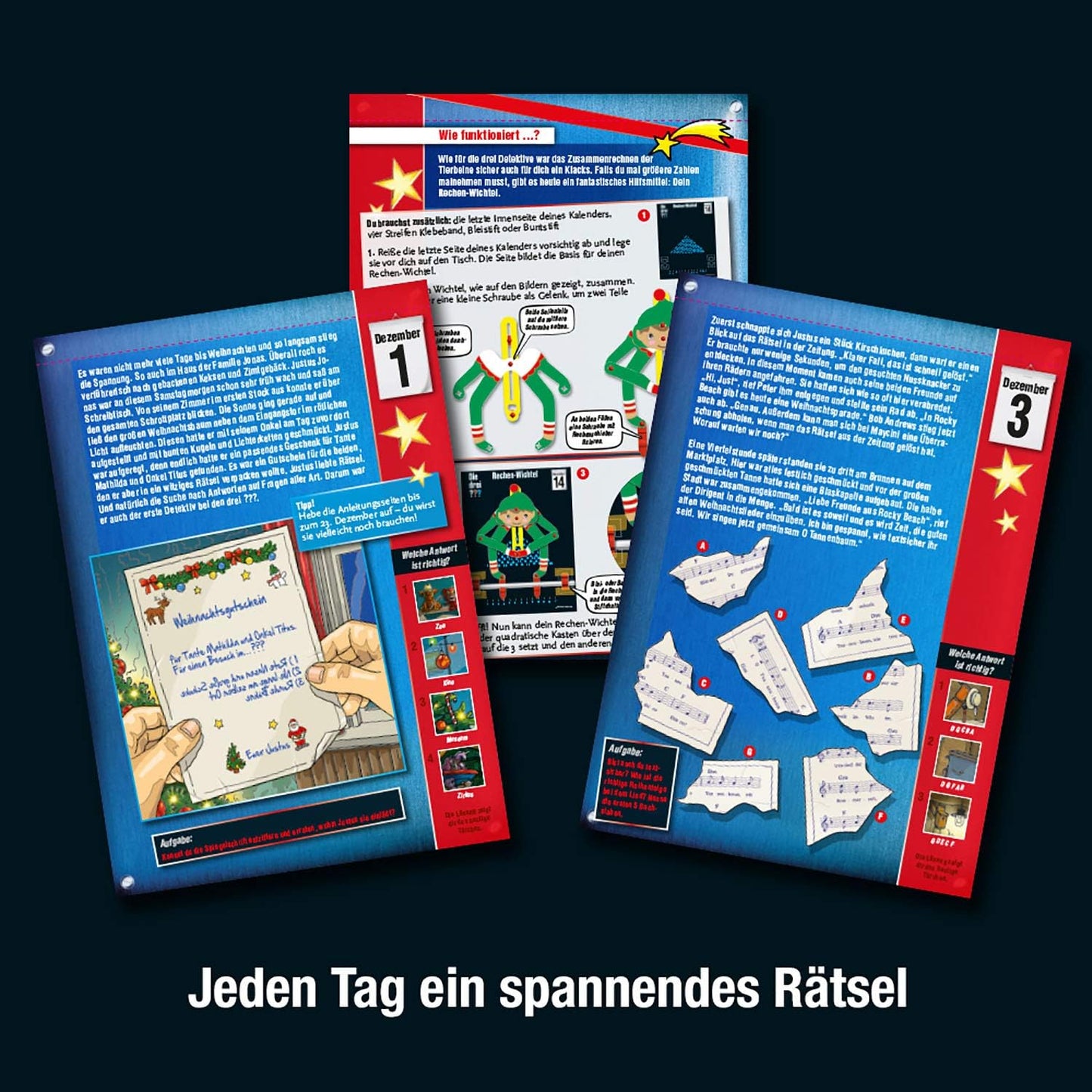 Kosmos 632182 Die drei Adventskalender Löse die 24 spannenden Rätsel der mysteriösen Spielfiguren