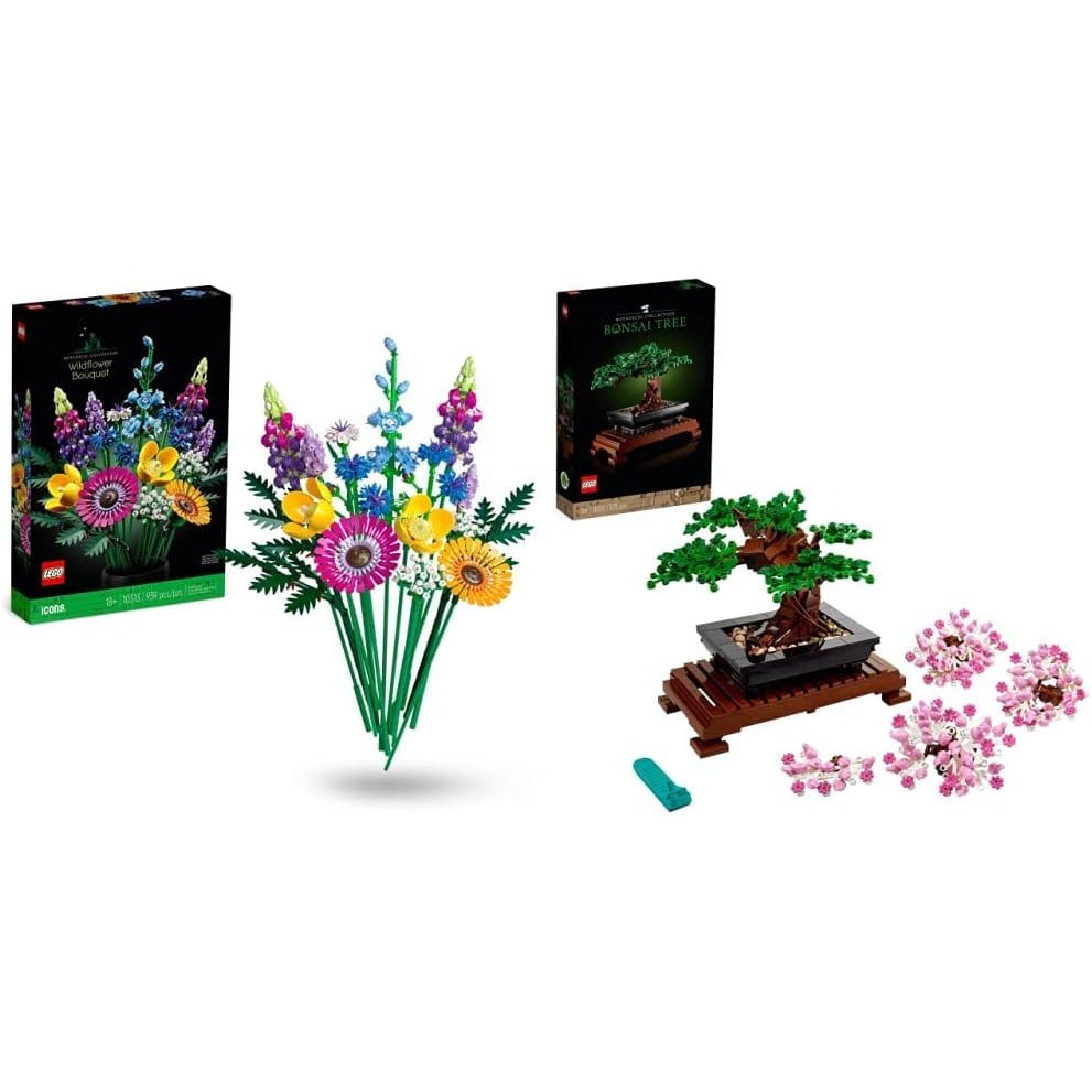 LEGO 10313 Icons Wildblumenstrauß Set, Künstliche Blumen mit Mohn und Lavendel