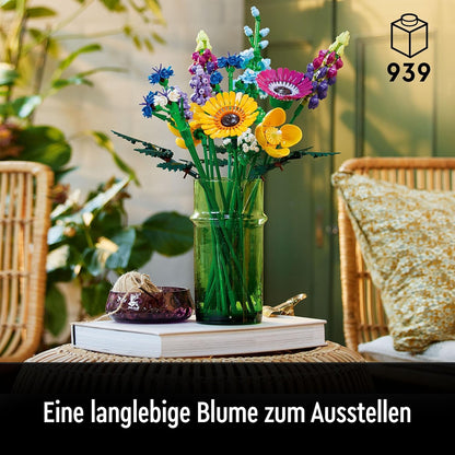 LEGO 10313 Icons Wildblumenstrauß Set, Künstliche Blumen mit Mohn und Lavendel