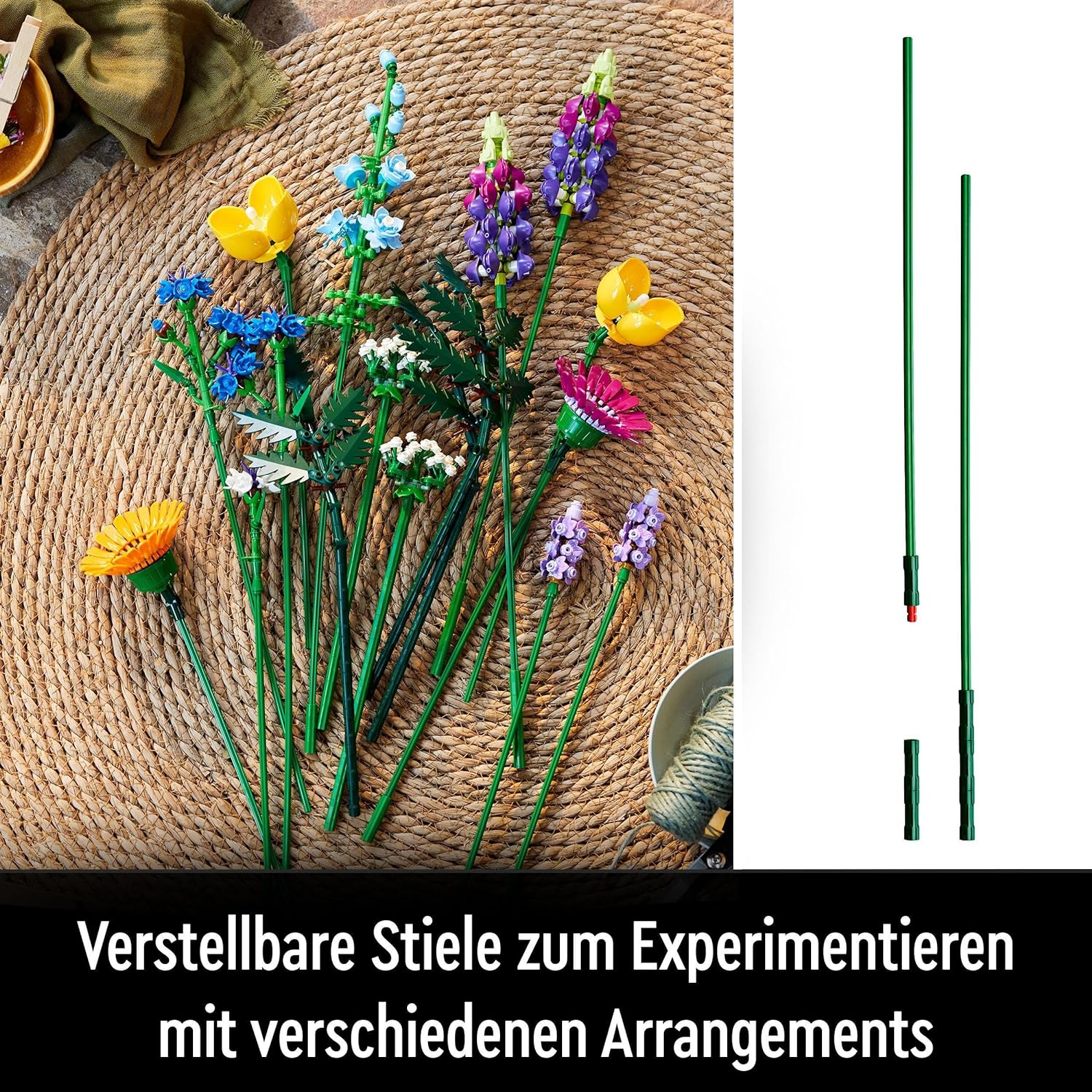 LEGO 10313 Icons Wildblumenstrauß Set, Künstliche Blumen mit Mohn und Lavendel