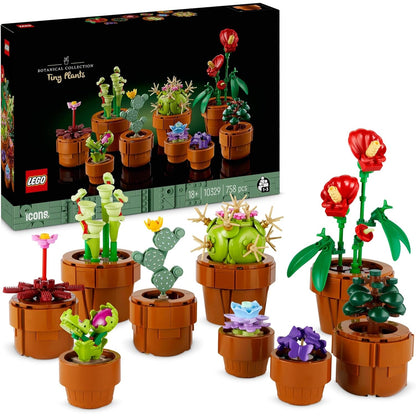 LEGO 10329 Icons Mini Pflanzen, 9 künstliche Blumen zum Bauen, Botanical Collection