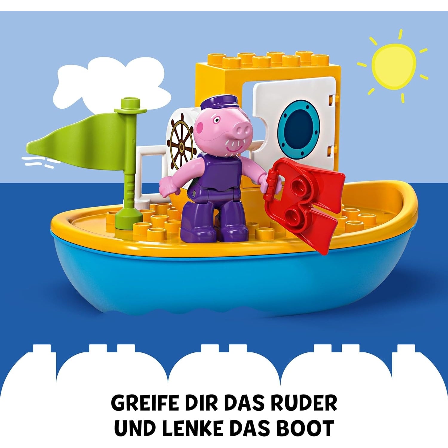 LEGO 10432 DUPLO Peppa Wutz Bootsausflug: Spielset mit Spielzeugboot zum Bauen