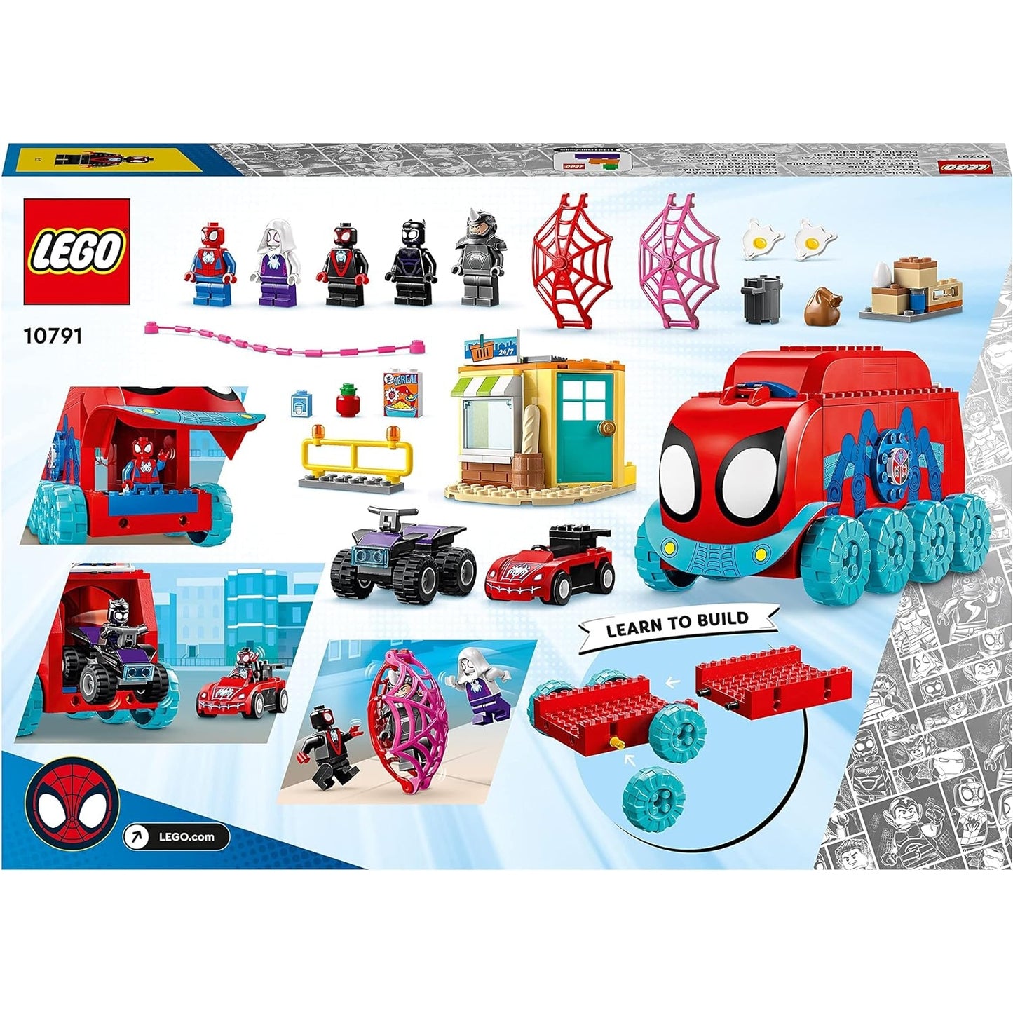 LEGO 10791 Marvel Spideys Team-Truck, Spielzeug für Kinder ab 4 Jahren mit Miles Morales und Black Panther Minifiguren