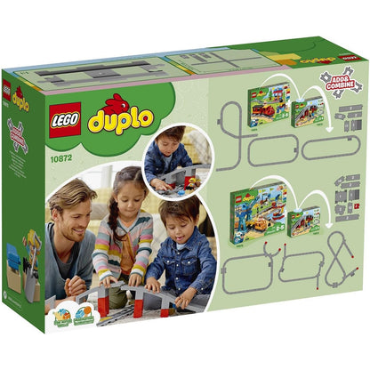 LEGO 10872 DUPLO Eisenbahnbrücke und Schienen-Set Kinderspielzeug mit Signalstein Spielzeugeisenbahn