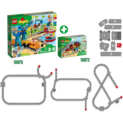 LEGO 10872 DUPLO Eisenbahnbrücke und Schienen-Set Kinderspielzeug mit Signalstein Spielzeugeisenbahn