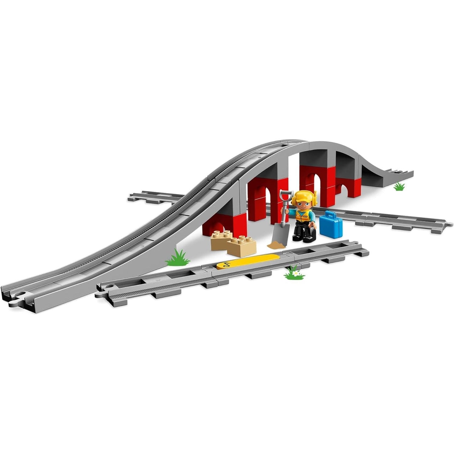 LEGO 10872 DUPLO Eisenbahnbrücke und Schienen-Set Kinderspielzeug mit Signalstein Spielzeugeisenbahn