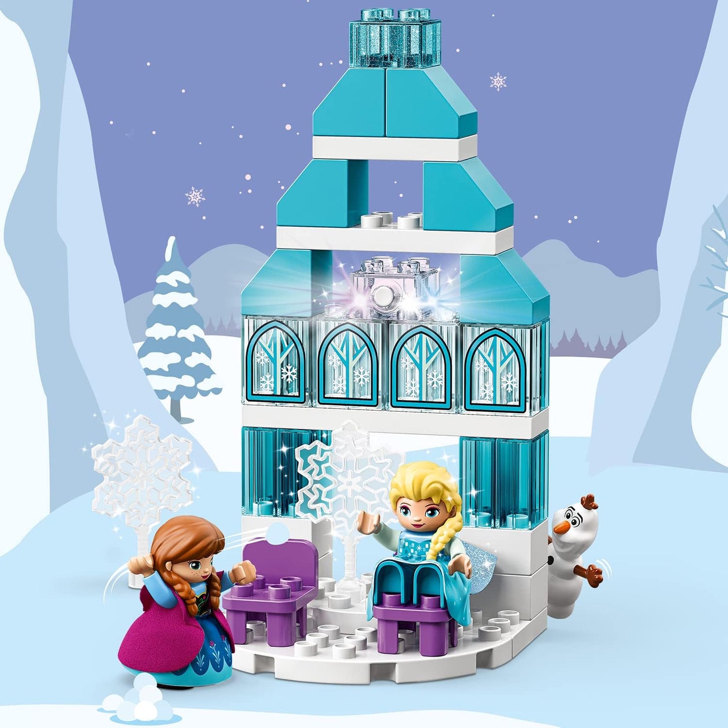 LEGO 10899 DUPLO Princess Frozen Elsas Eispalast Bauset mit einem Leuchtstein Prinzessin ELSA und Anna