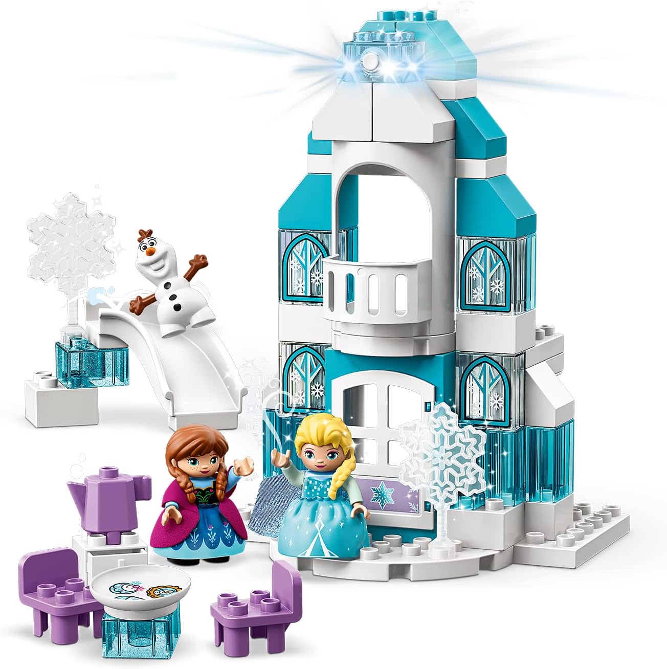 LEGO 10899 DUPLO Princess Frozen Elsas Eispalast Bauset mit einem Leuchtstein Prinzessin ELSA und Anna