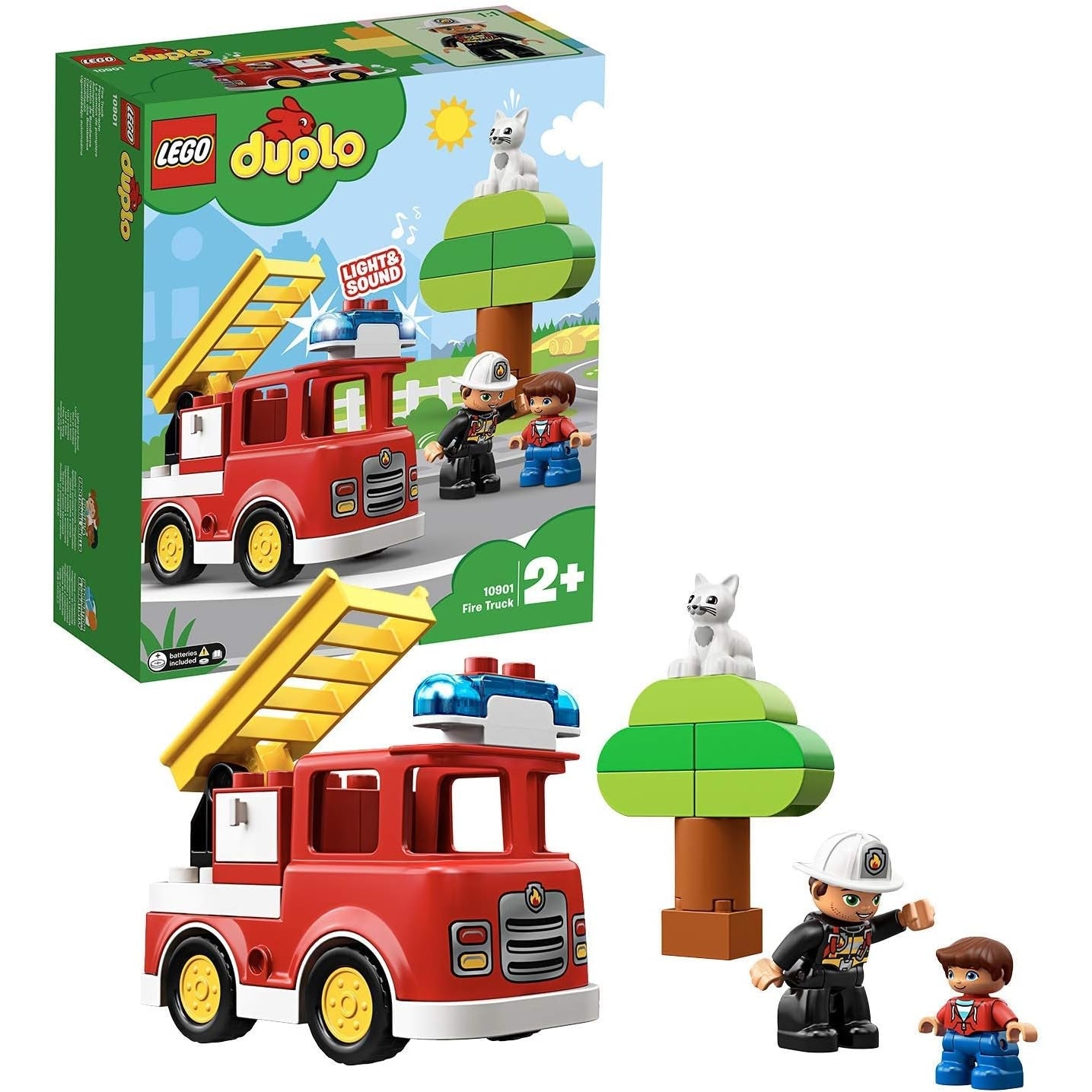 LEGO 10901 DUPLO Feuerwehrauto Feuerwehr Spielzeug für Kleinkinder im Alter von 2-5 Jahren mit Licht & Geräuschen