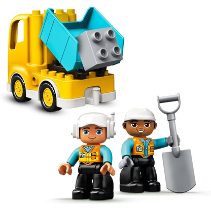 LEGO 10931 DUPLO Bagger und Laster Spielzeug mit Baufahrzeug für Kleinkinder ab 2 Jahren zur Förderung der Feinmotorik