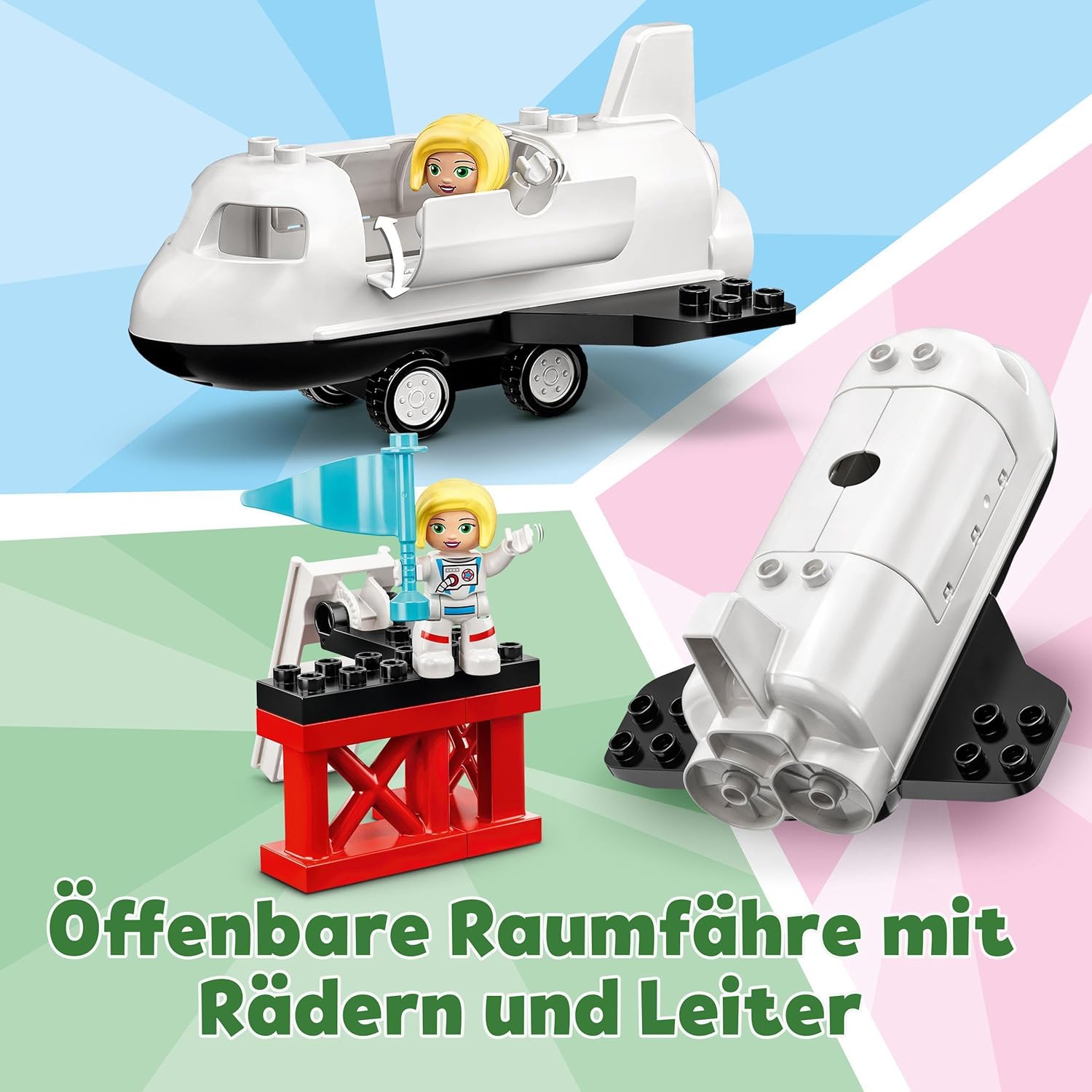 LEGO 10944 DUPLO Spaceshuttle Weltraummission Spielzeug-Rakete Astronauten-Figuren